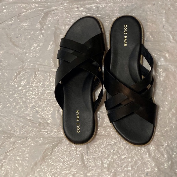 Cole Haan Grand 360 Black Leather Sandals - Picture 3 of 7